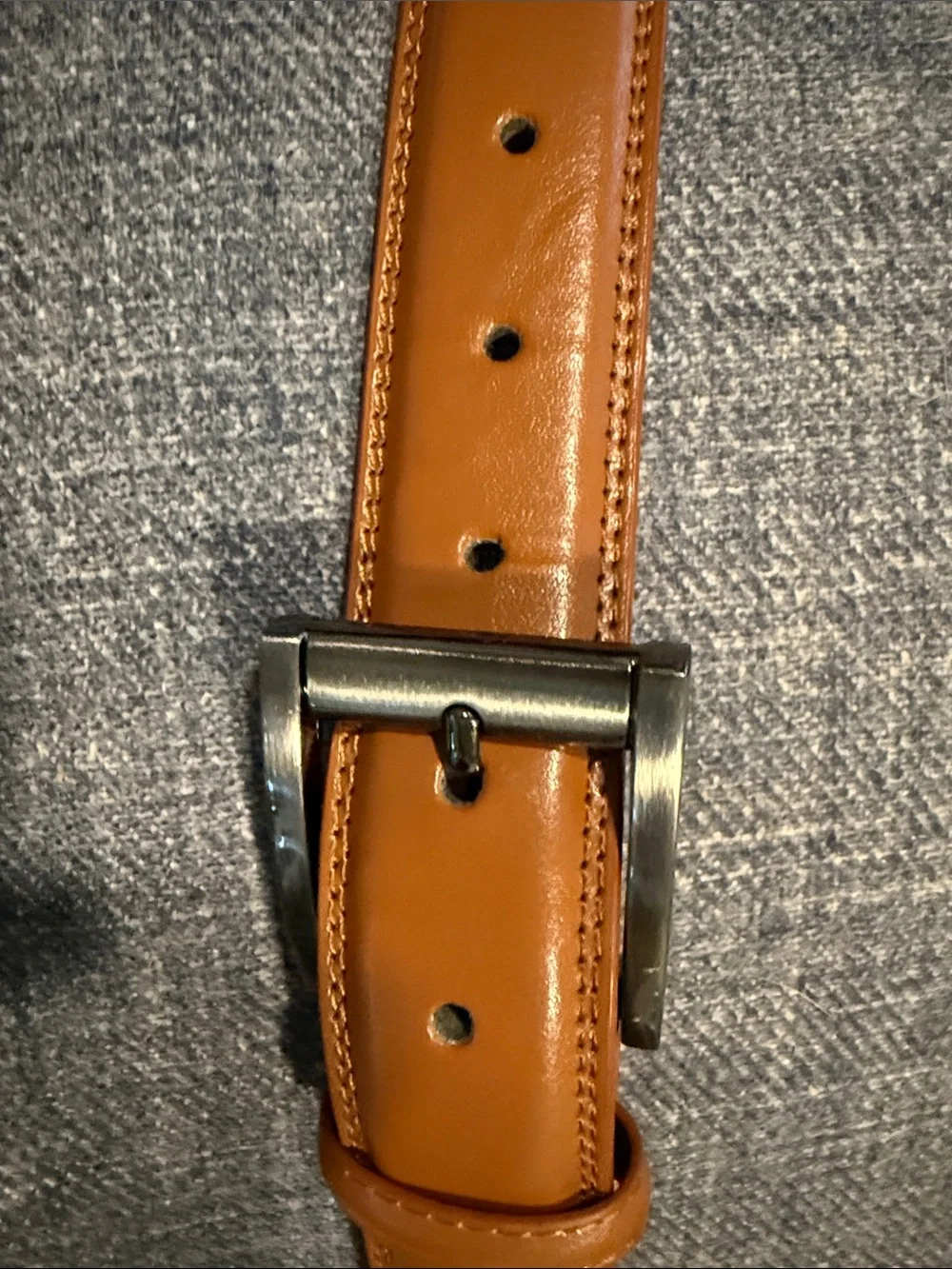 Pino Baldini Classic Tan Leather Belt with Polished Metal Buckle
